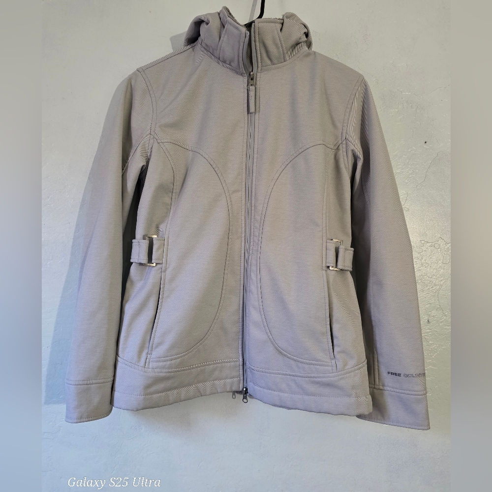 Free Country Women's Gray Fleece Lined Jacket With Hoodie